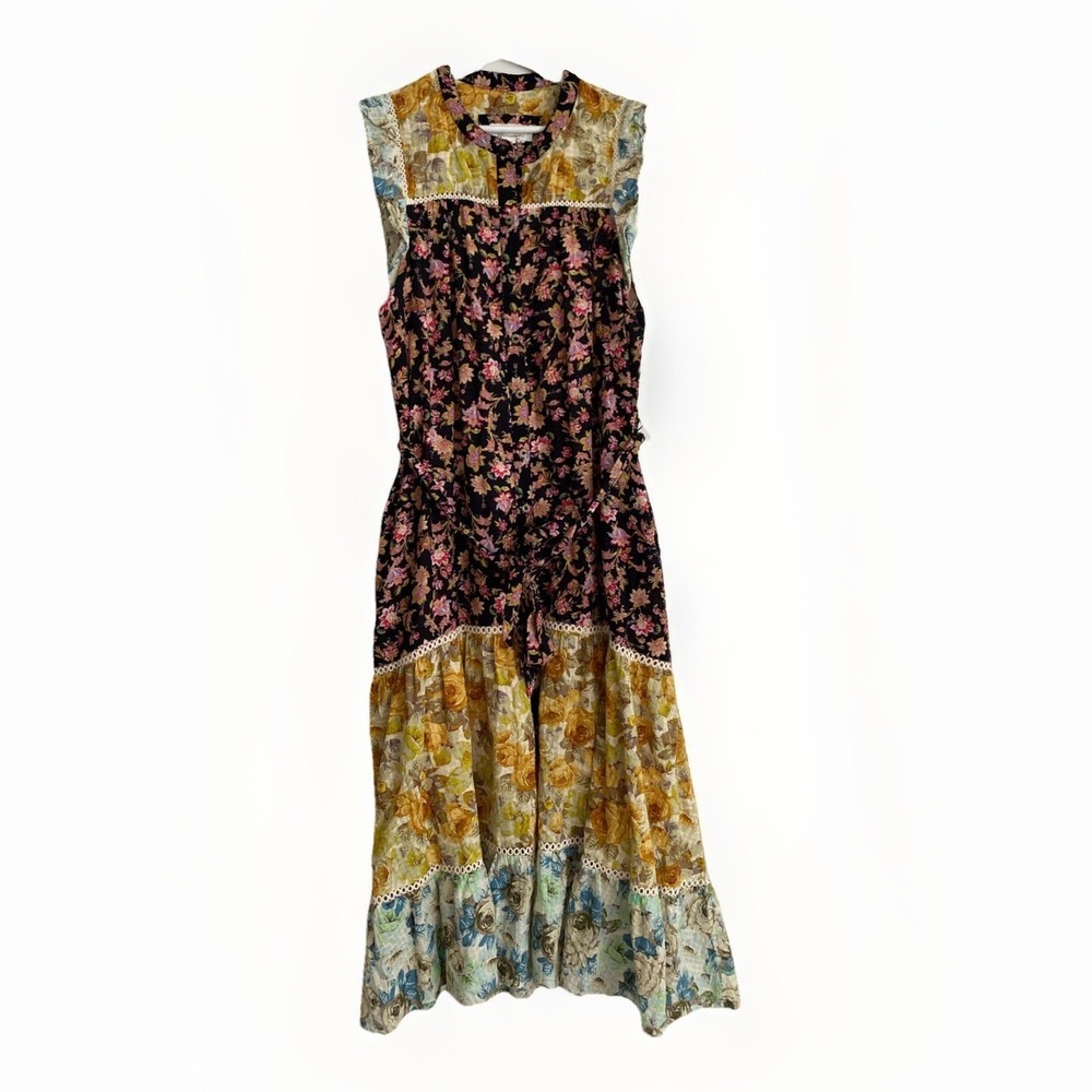 Anthropologie Lace Patchwork Tiered Maxi Dress Romantic Boho Cottagecore M